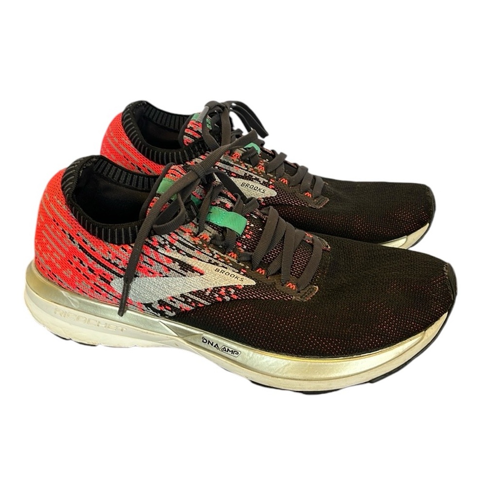 Brooks Ricochet Black Pink Running Training Sneaker Athletic Shoes Lace Up Sz 9